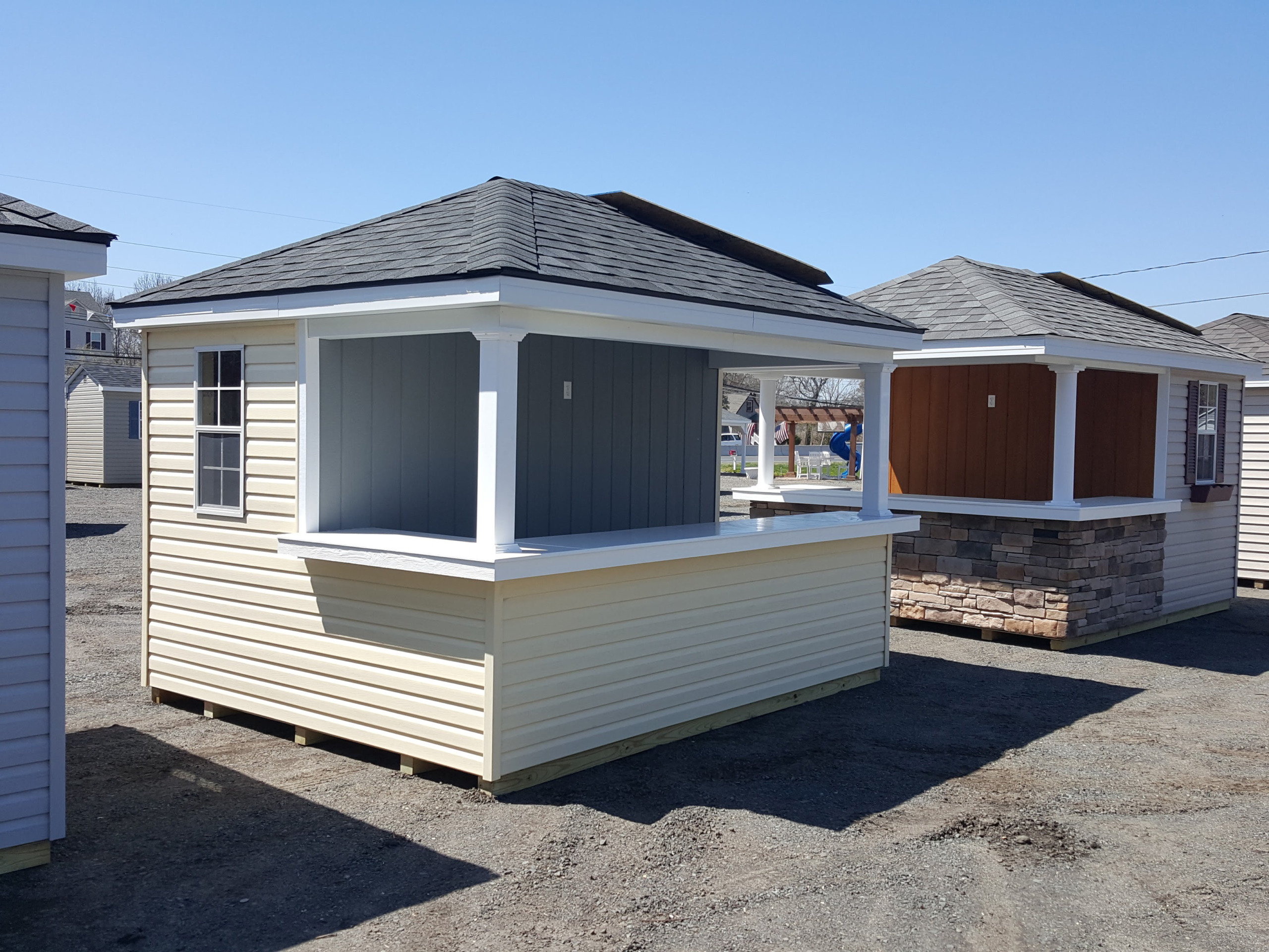 siesta pool house with vinyl siding