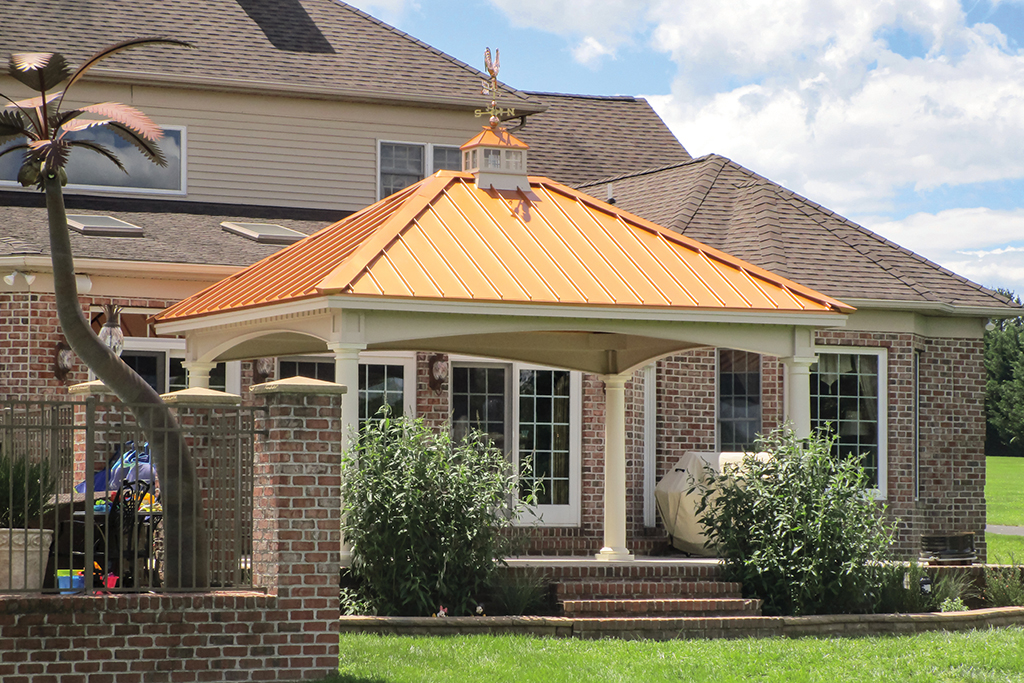 12x18 Hampton Pavilion with Cupola and Copper Penny Ribbed Metal Roof