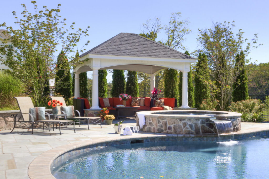 Amish-built pavilion in a Sea Girt, NJ backyard