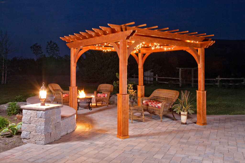 Custom pergola over a patio in Spring Lake, NJ