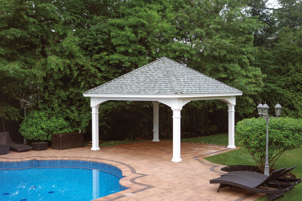 Amish-built pavilion in a Wall Township, NJ backyard
